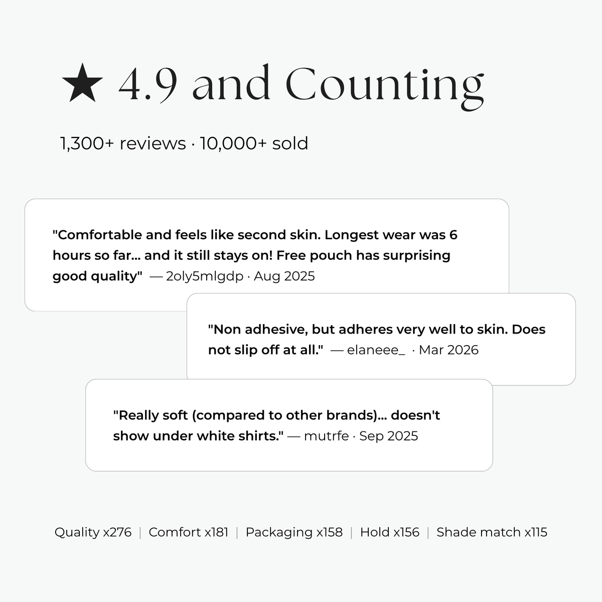 4.9 and counting — customer reviews for Zero, 1,300+ reviews and 10,000+ sold