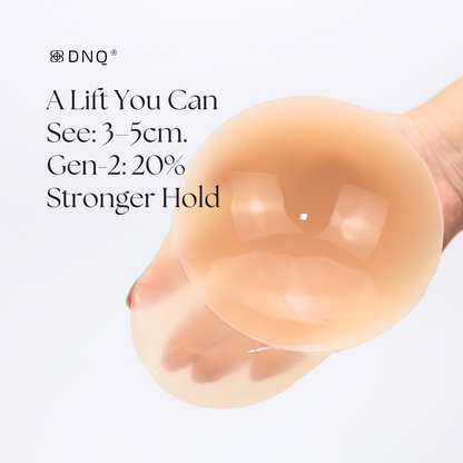 Rise lift-up nipple covers giving a visible 3 to 5cm lift